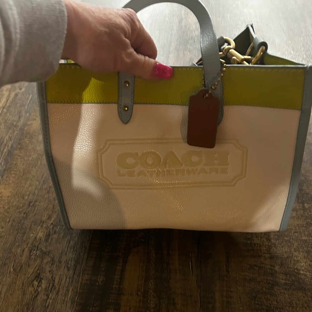 Coach field tote key lime aqua used a couple times